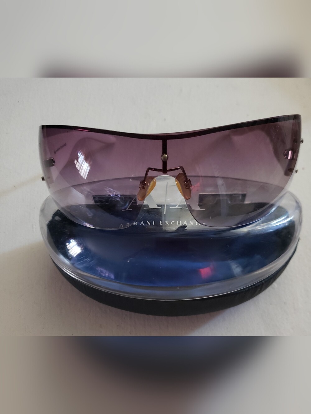 Armani Exchange Shield Sunglasses - Purple Gray Gradient Lenses